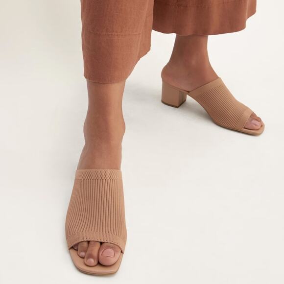 Everlane Glove Mule ReKnit Blush Tan Block Heel Sandal Size 8 Worn Once - Picture 6 of 10